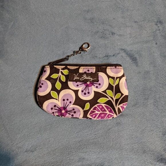 VERA BRADLEY ZIP ID CASE - BROWN/PURPLE/PINK/GREEN - Picture 2 of 3